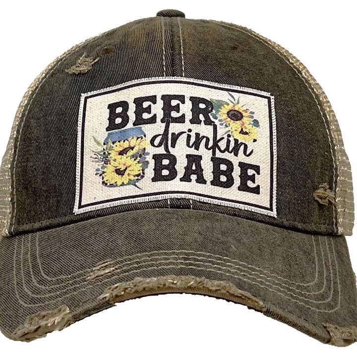 Beer Drinkin' Babe Vintage Distressed Trucker Hat Cap for wholesale by Vintage Life