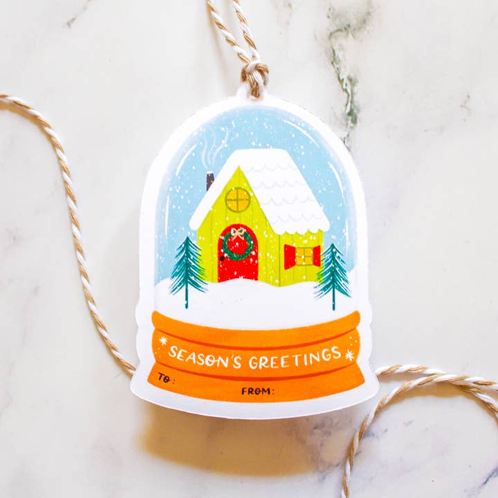 Snow Globe gavemærker (sæt med 8) for engroshandel hos Julia Kestner Designs