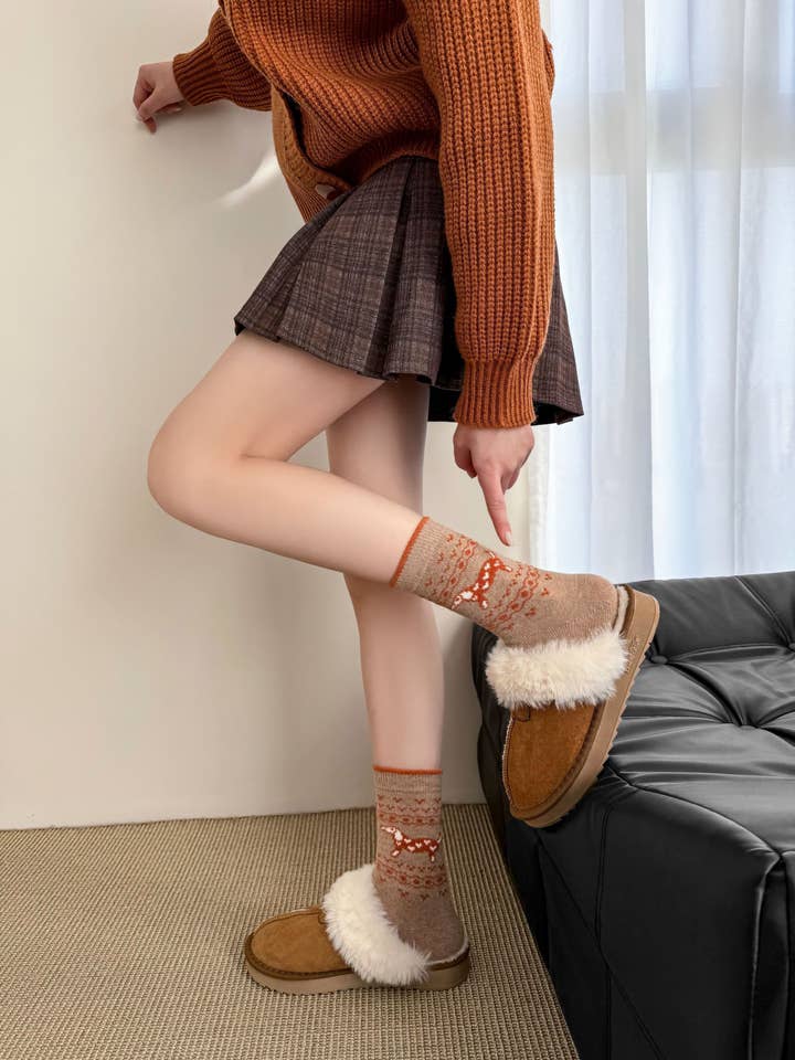 Happy Knits - Wholesale Socks - Women's - Women's Wool Socks - Warm Dachshund Pattern Winter Socks16