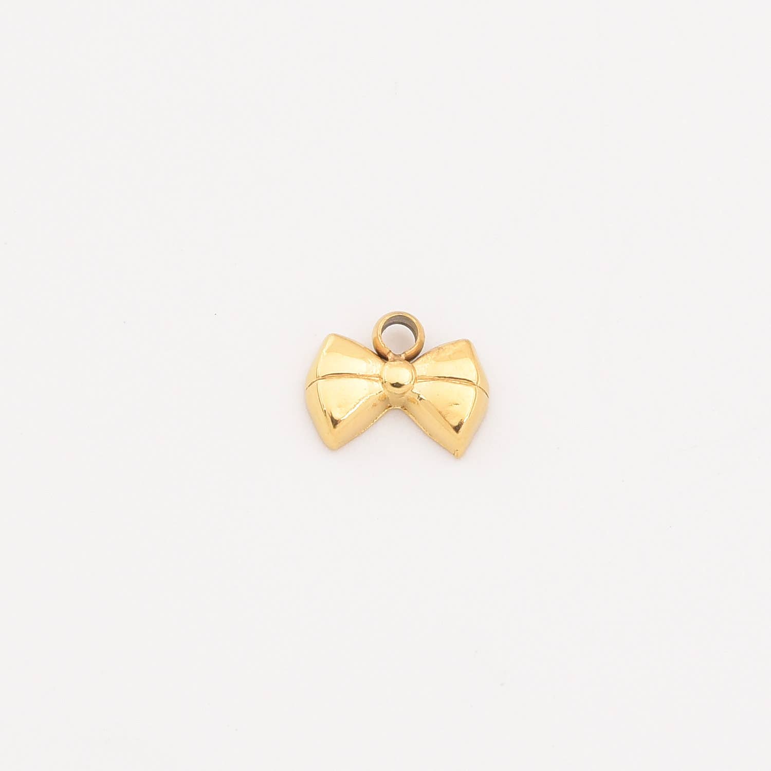 findings4uGem – wholesale Pendant/charm necklace – Gold Filled Stainless Steel Bow Ribbon Charm Pendant, SCP0200