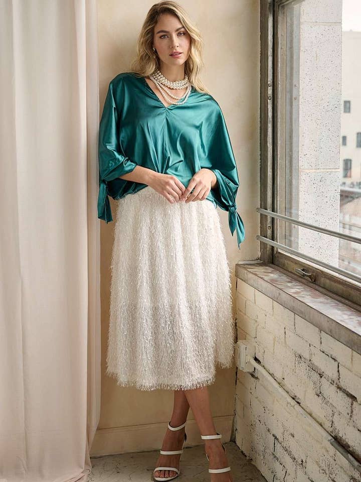 FEATHER TEXTURE MIDI SKIRT for wholesale by mittoshop