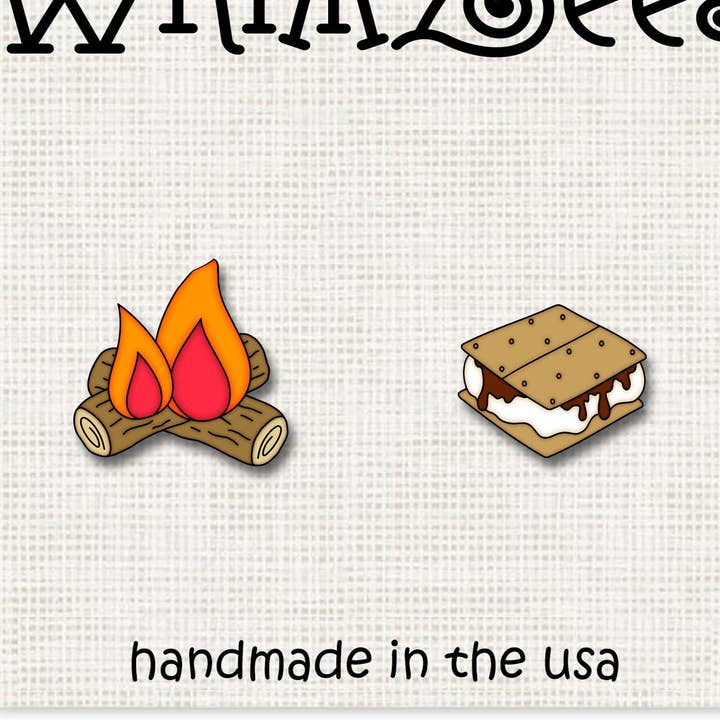 S'more Campfire Stud Earrings W274 for wholesale by WhimZees