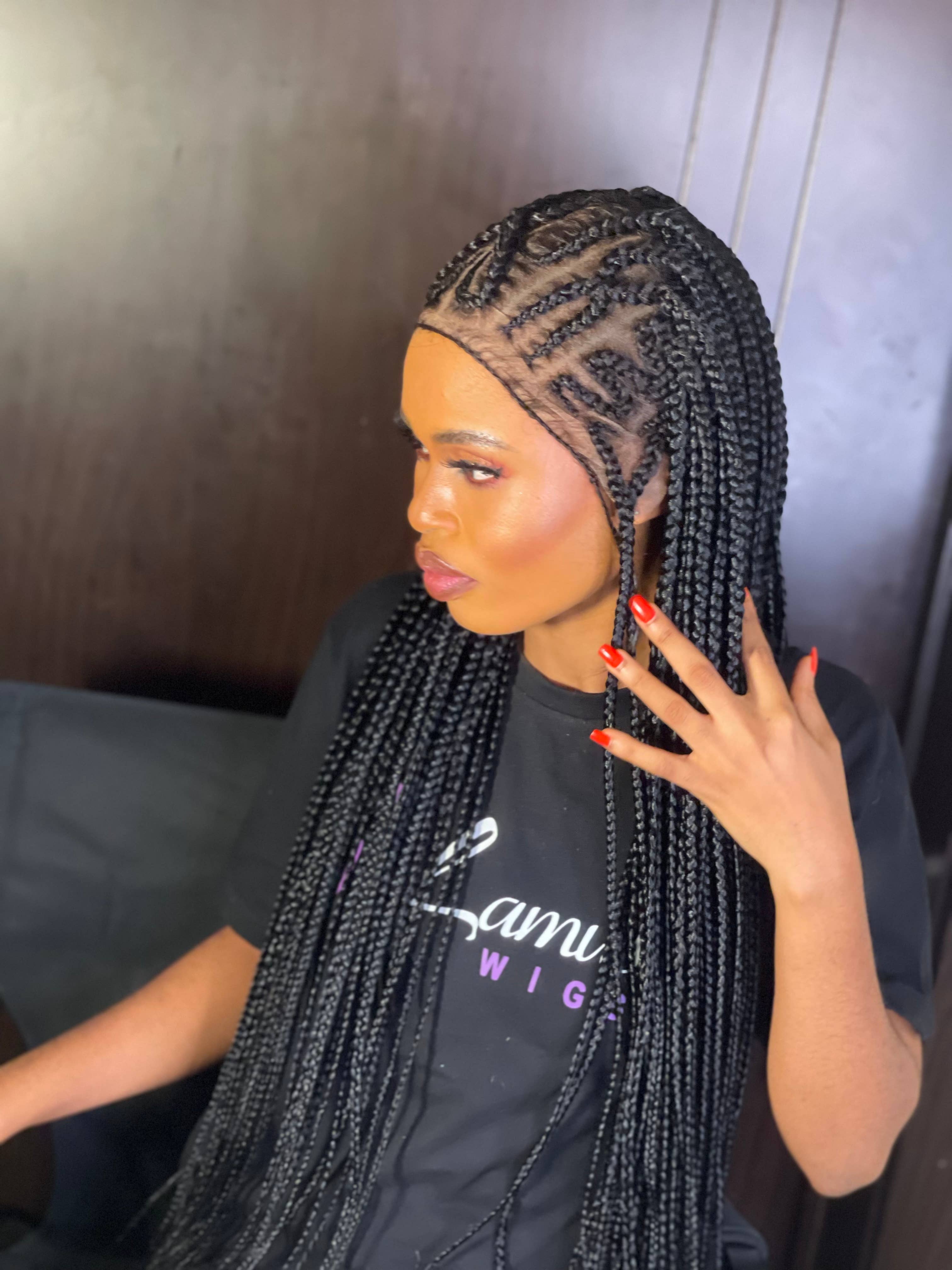 Lamuskwigs - Wholesale Wig/Hair Piece - Cornrow Braided wig for black women. Braided wig with elasti1