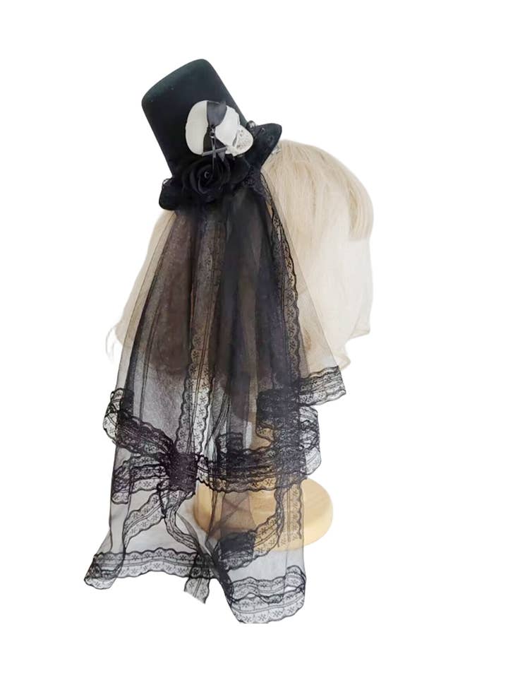 Gothic Skull Top Hat With Yarn C0770 for wholesale by Ole