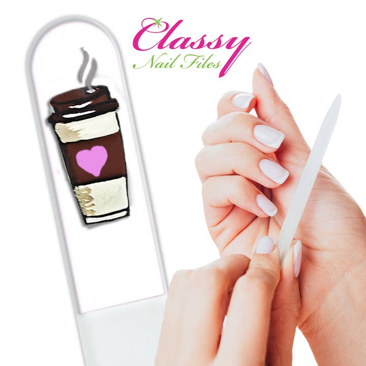 Classy Nail Files - Wholesale Nail file - Coffee Lover to Go Cup Drink Hand Painted Crystal Nail File4