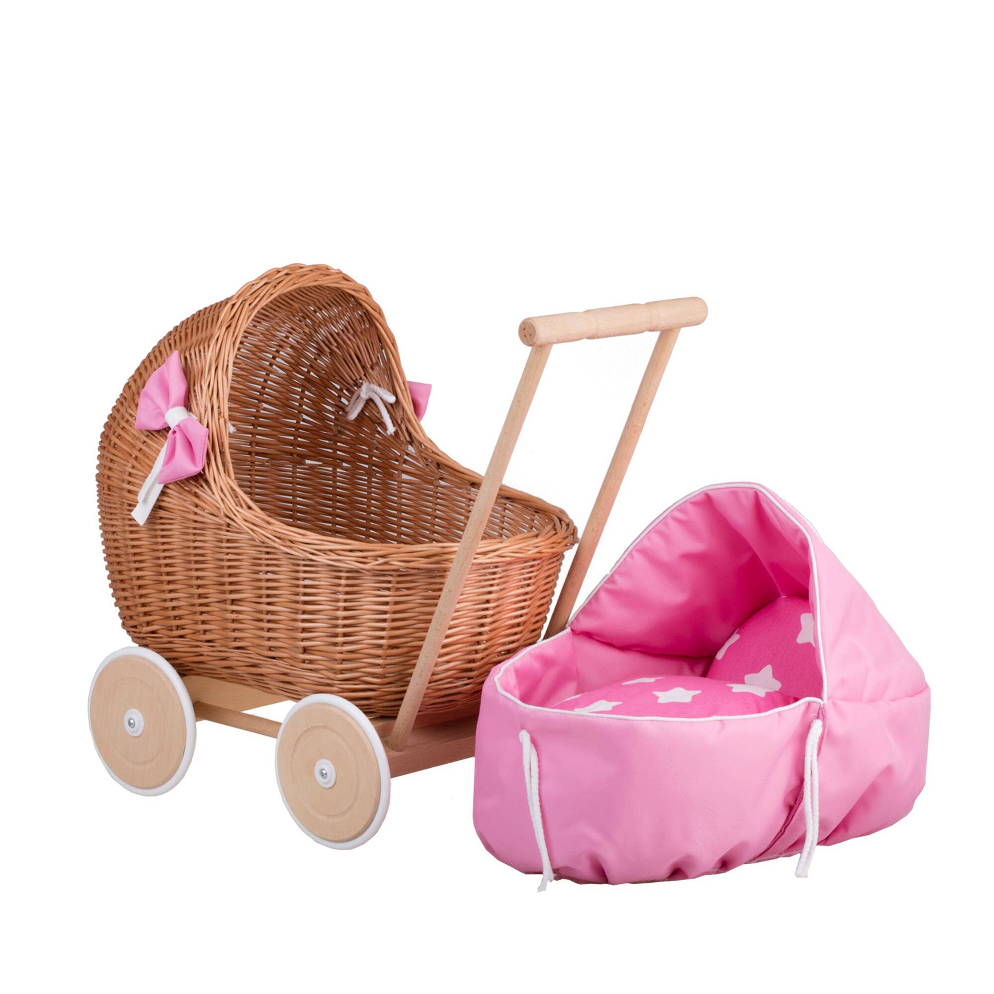 The Wicker Stories - Wholesale Doll Accessory Kit - Kids - Handmade Natural Wicker Baby Carriage, Wicker5