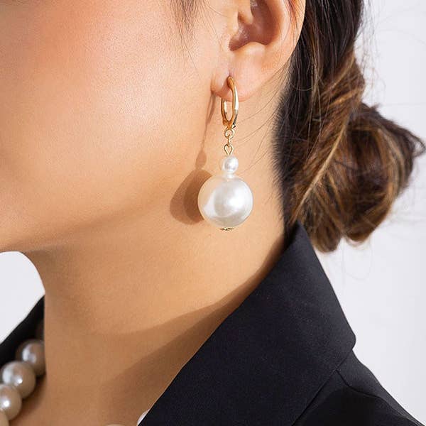 WHITE Beaded Pearls Drop Earrings Earrings Accessories for wholesale on Faire