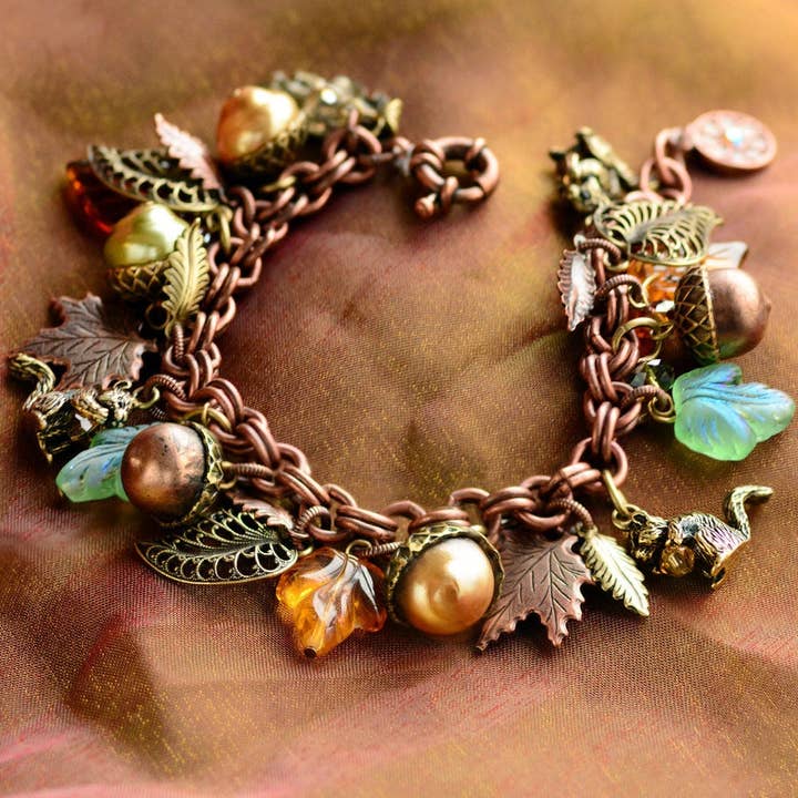 Squirrel's Harvest Charm Bracelet BR648 for wholesale by Sweet Romance Jewelry