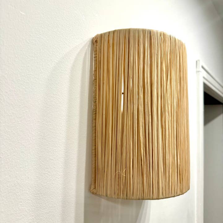 High crafty – wholesale Sconce – Aya Handwoven Raffia Wall Sconce Boho Light Fixture6