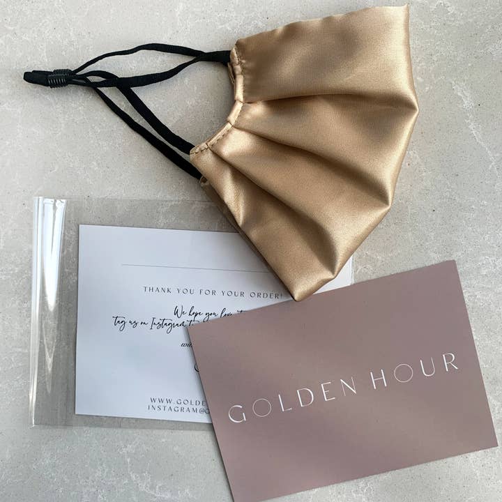 GOLDEN HOUR – wholesale Non-medical disposable mask – Coffee Gold Silk Satin Face Mask5