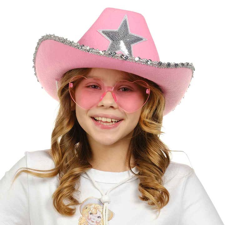 Funcredible - Wholesale Cowboy Hat - Women's - Pink Cowgirl Hat with Heart Glasses - Pink Cowboy Hat6