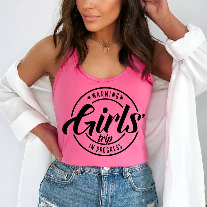 FAMS design - Vente Débardeur – femme - Débardeur à motif Warning Girls Trip Summer Racerback