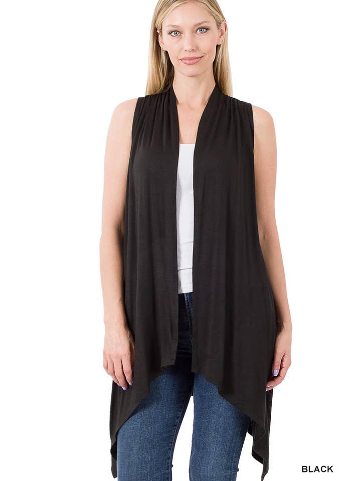 Vanilla Monkey - Wholesale Cardigan - Women's - Sleeveless Draped Open Front Cardigan