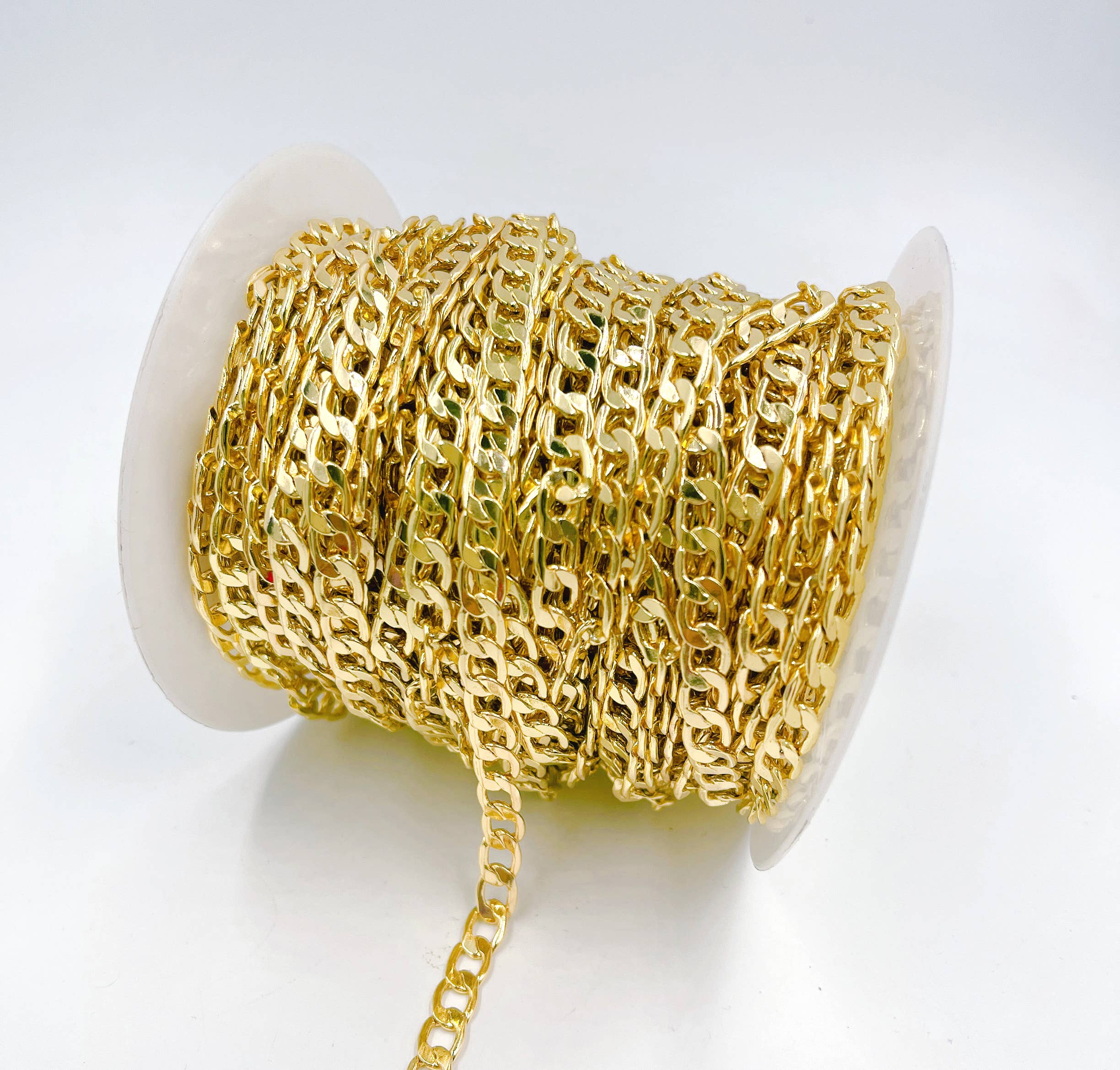 Beads Creation - Vente Matériels de bricolage - Chaîne gourmette cubaine en or 18 carats par pied, chaîne gourmette cubaine, CH1022