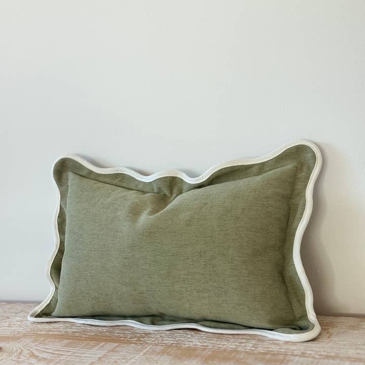 Ellenvale Trade - Wholesale Throw Pillow Cover - Chloe Sage Scalloped Edge Cushion 50x300
