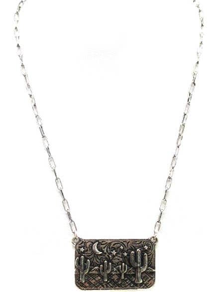 Western Cactus Plate Necklace for wholesale by Snowing West