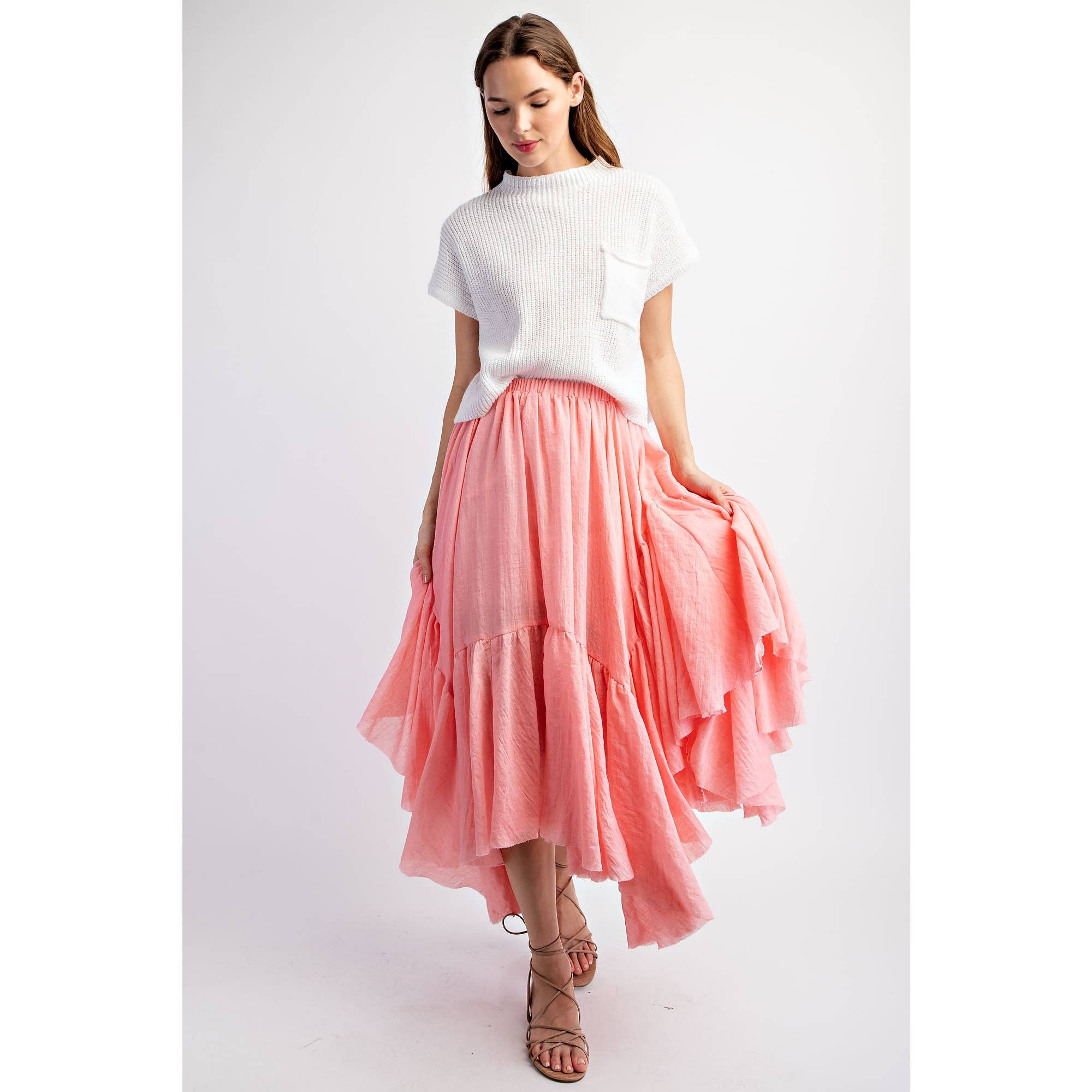 Sweet Generis - Wholesale Skirt - Women's - ASYMMETRICAL RAW-EDGE RUCHED UNEVEN HEMLINE SKIRT9