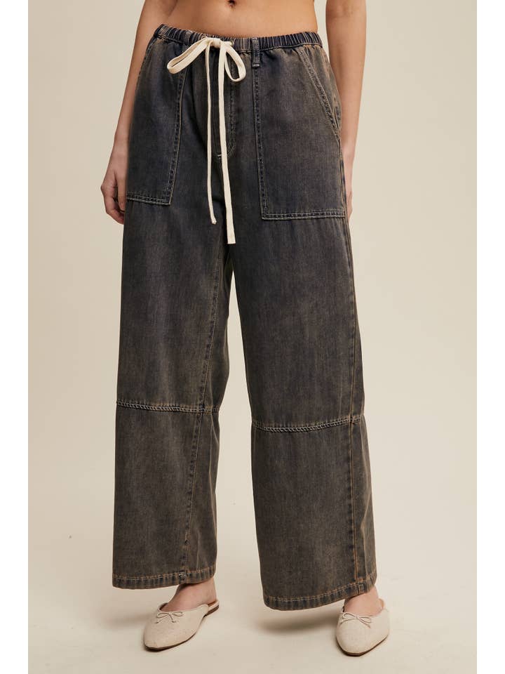 Listicle – Engroshandel Jeans - Dame – Vidbenede denimbukser med snøre i taljen12