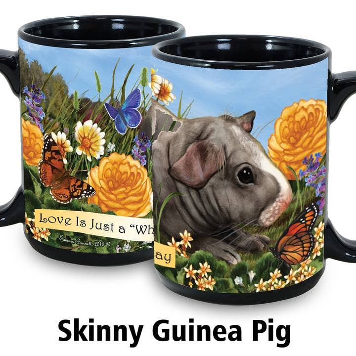 Pet Gifts USA, LLC – Großhandel Kaffeebecher – Meerschweinchen Skinny Hairless Garden Party Tasse in Schwarz0