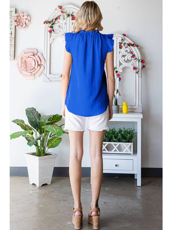 7th Ray - Vendita all'ingrosso Camicetta - Donna - Blusa da donna in cotone con collo arricciato T51044