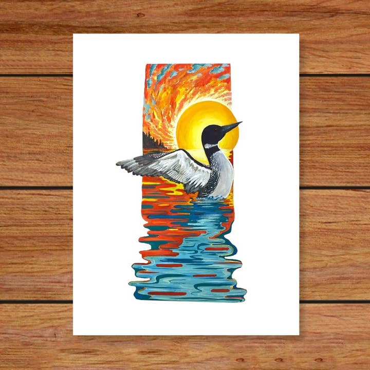 Sunset Loon (Fine Art Print) for wholesale by Zoe Mae Art LLC