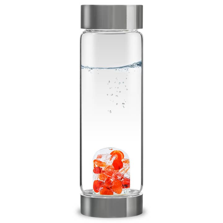 VitaJuwel USA - Wholesale Water Bottle - ViA Crystal Water Bottle | PASSION w. Carnelian & Halite