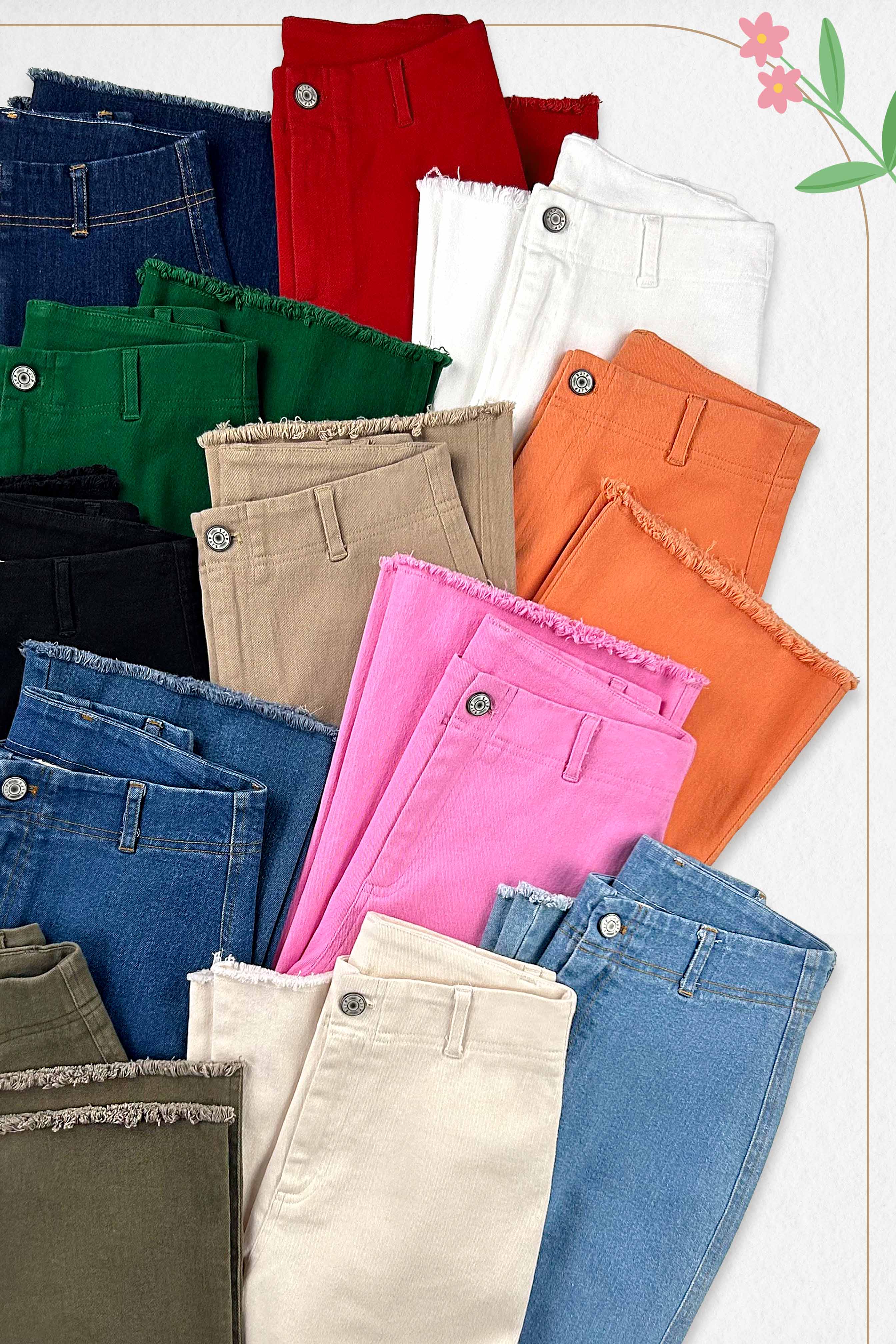 La Miel – Calças - Mulher por atacado – MCP3113-Calças Flare elástica de Cintura Alta Lavada e Macio48