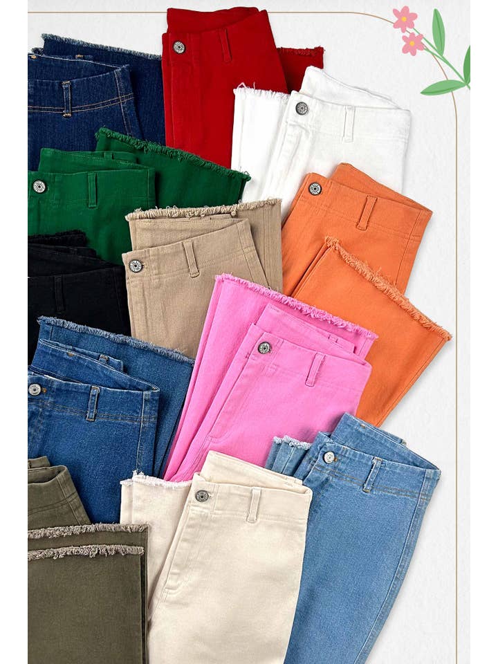 La Miel – Calças - Mulher por atacado – MCP3113-Calças Flare elástica de Cintura Alta Lavada e Macio48