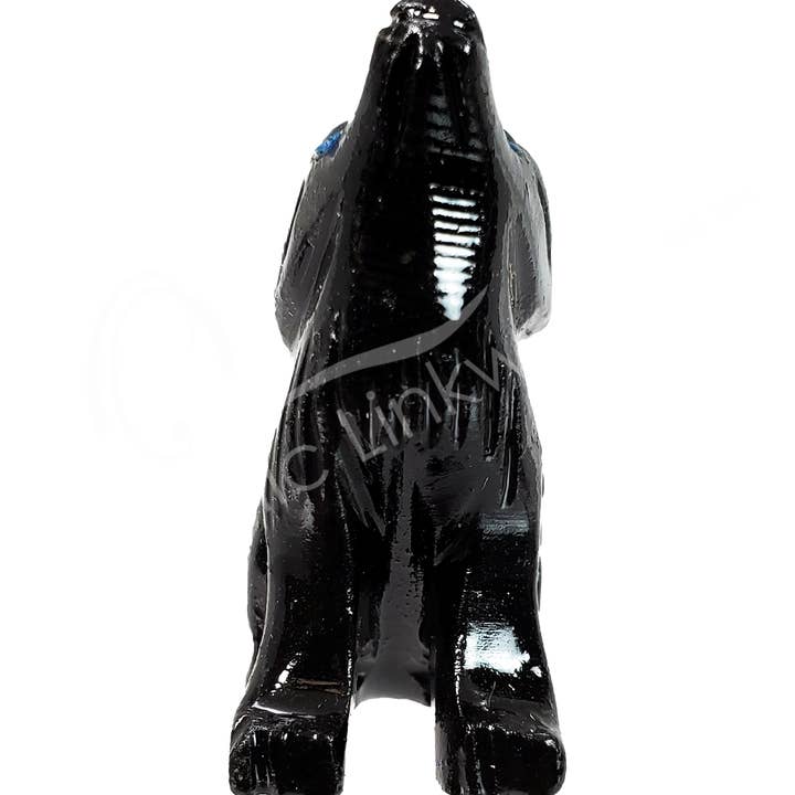 Oceanic Linkways Inc - Wholesale Spiritual Stone/Crystal - (PK 6)CARVING - ONYX, BLACK WOLF WITH MOON (PK 6) 1.5"0