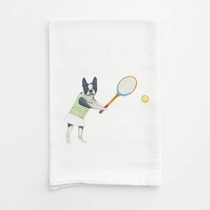 Torchon Takes the Serve Tennis de Frances Frenchie pour la vente par Karen Marcum Art