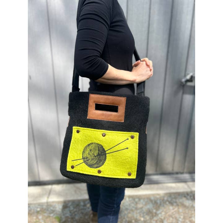 Fibres of Life - Wholesale Tote Bag - Women's - Felt and Leather Tote Bag with Buttons - Singles