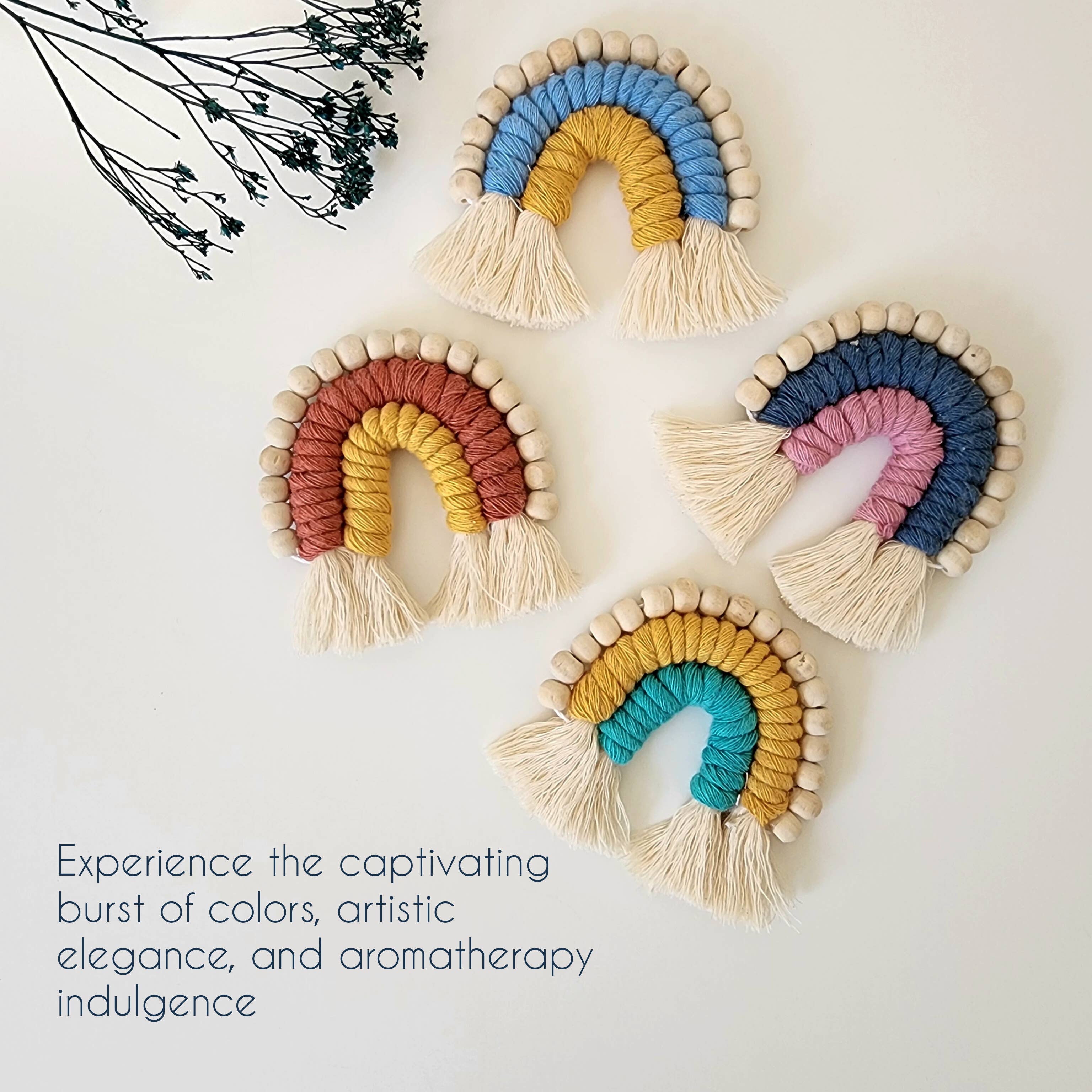 Handmade By Uruba – wholesale Car Decorative Charm - Unisex – Rainbow Car Vent Clips with Essential Oil Diffuser Beads4