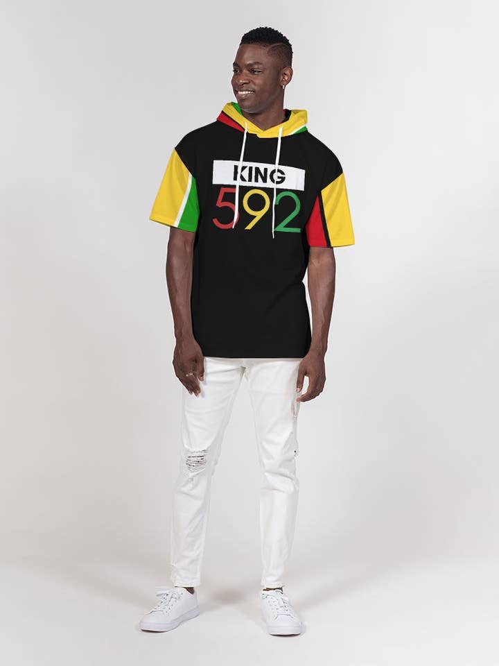 592 Guyanese Swag Men's Premium Heavyweight Short Sleeve Hoodie for wholesale by Guyanese Swag