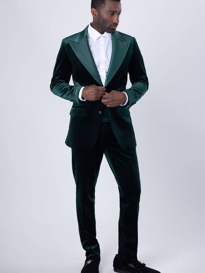 BARABAS - Venta al por mayor Conjunto de vestir - Hombre - Traje barroco de terciopelo brillante con solapa en pico para hombre 4SU29
