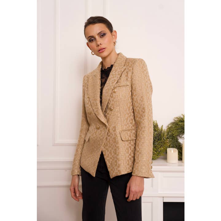 Attentif Paris - Wholesale Blazer – Women's - Slim tweed blazer jacket with gold stripes20