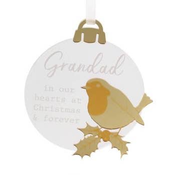 Langs - Wholesale Christmas decoration - With Love at Christmas Acrylic Bauble Grandad Hanger With Gold Detail
0