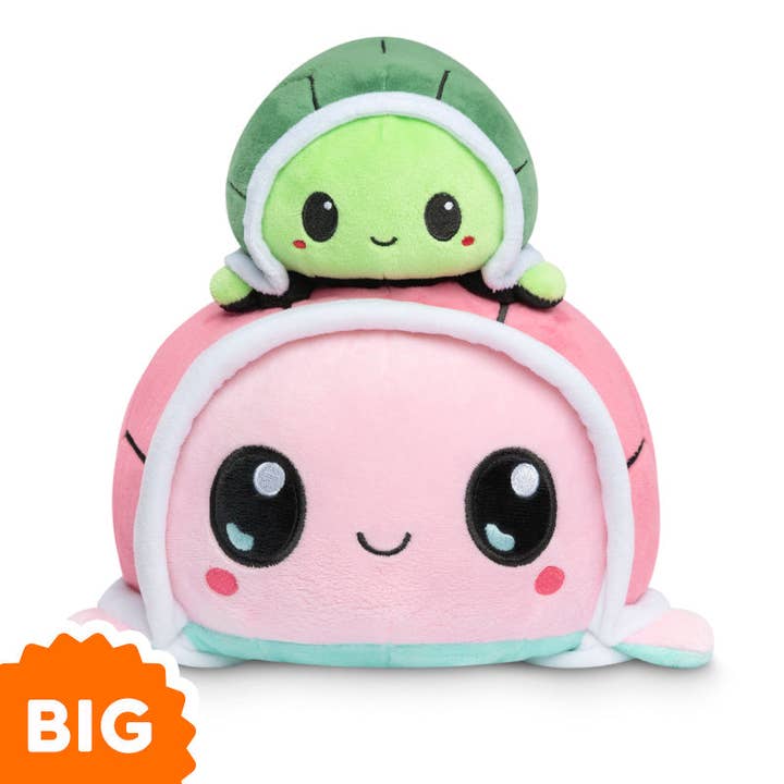 TeeTurtle - Wholesale Stuffed/Plush Toy - Kids & Baby - TeeTurtle Big Reversible Turtle Plushie (Aqua + Pink)2