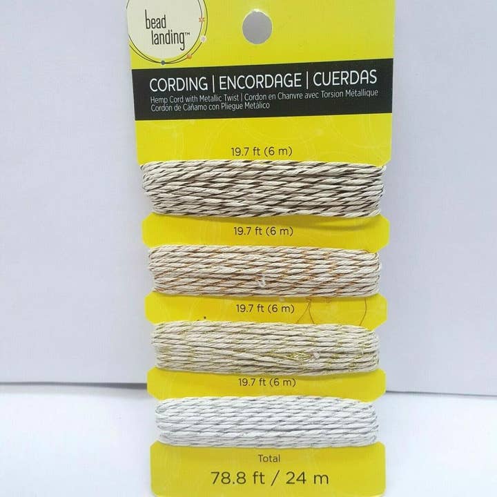 Natural Hemp Cord Rope with Metallic Twist (78.8 ft) for wholesale by Factory Direct Craft