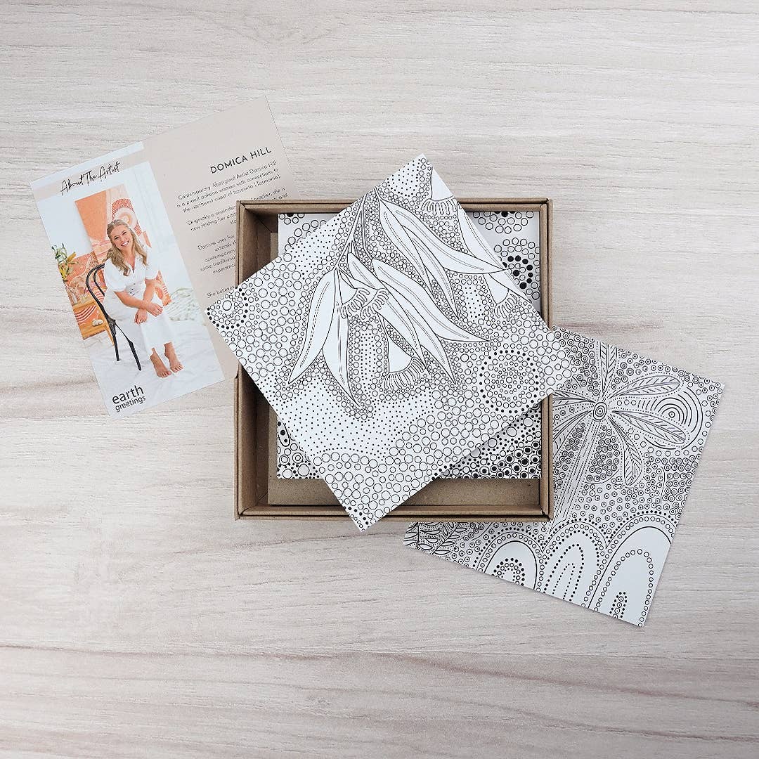 Earth Greetings - Wholesale Everyday Greeting Card - Colouring Cards Pack - First Nations Art9