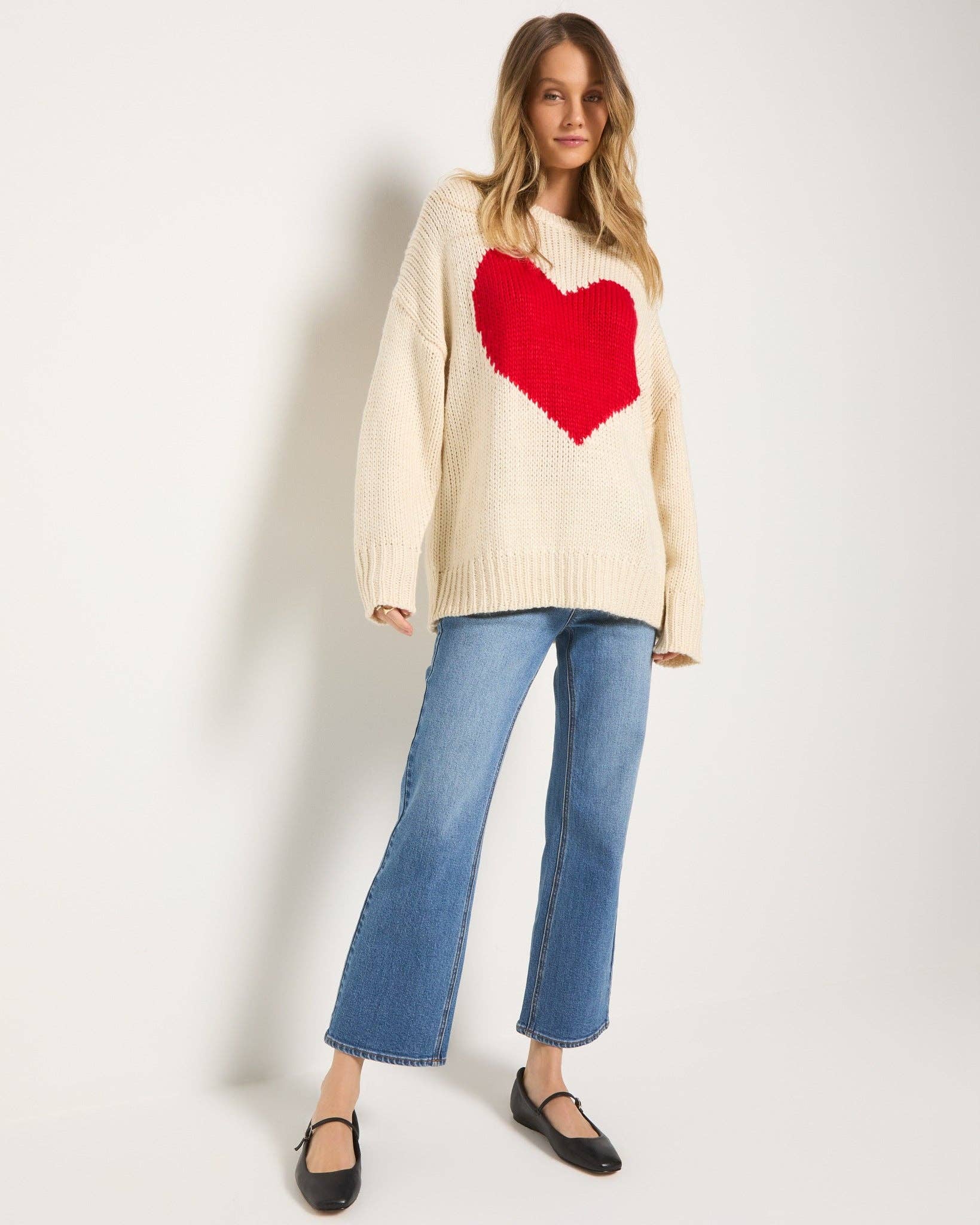 Birch Amour Heart Crew Neck Sweater for wholesale on Faire4
