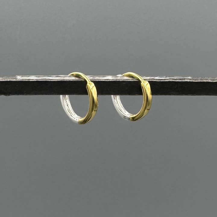 Reversible Silver & Gold 13mm Clicker Hoops for wholesale by Something Silver