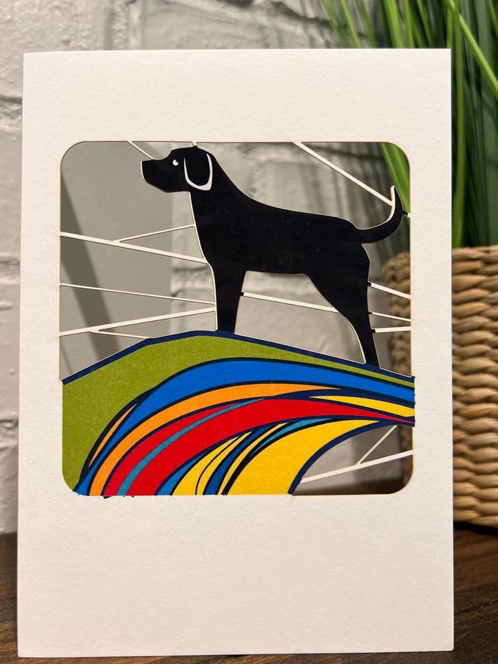 Carte de vœux quotidienne Dog Over the Rainbow pour la vente par Shadywood Designs