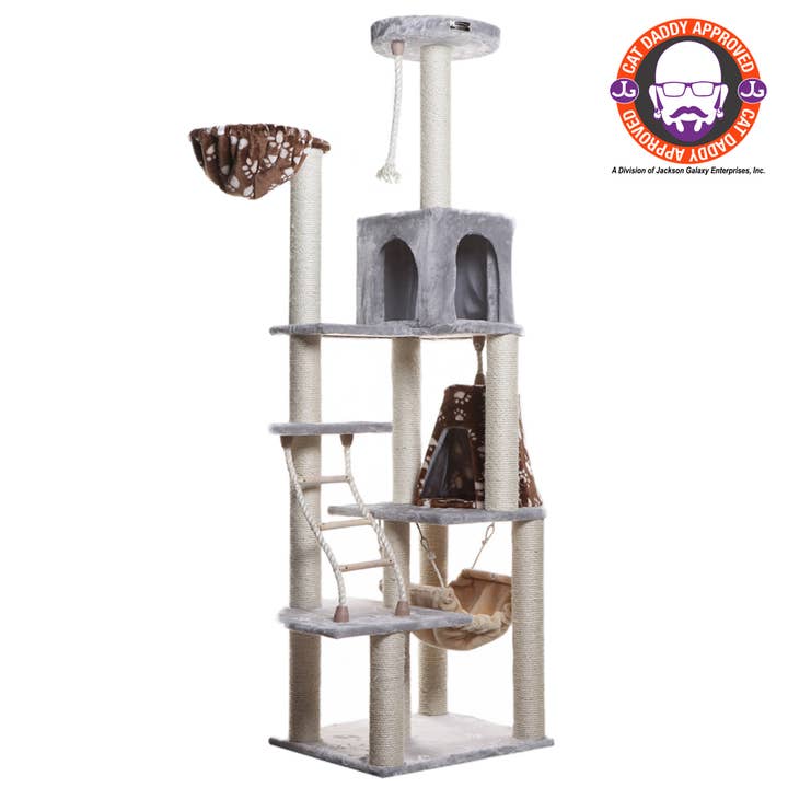 Armarkat - Vente Griffoir – chat - Maison de jeu grimpante en bois véritable pour chat avec cabane, panier