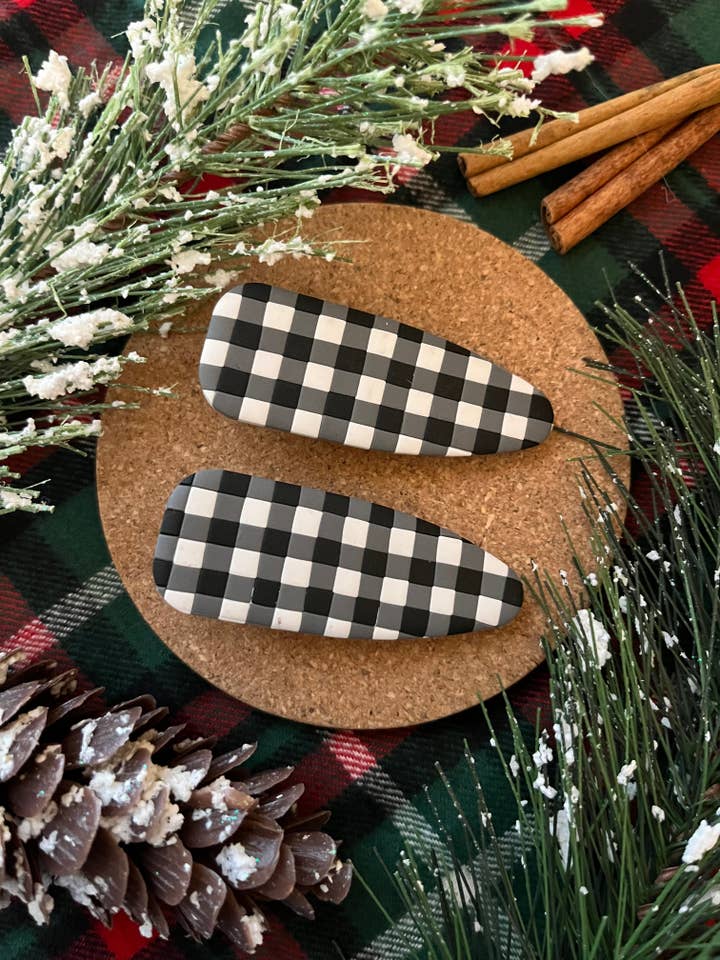 Gingham-Haarspange für den Großhandel von Happy and Hannahmade