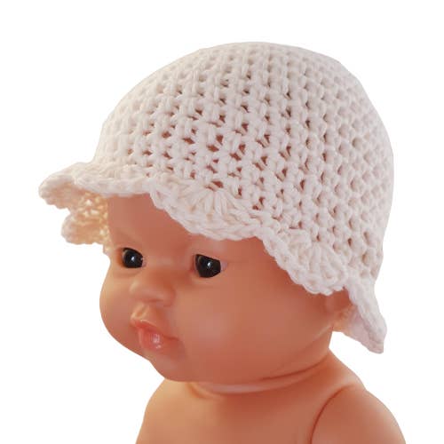 Bonnet Colerette Fleur Blanc pour la vente par Maman Poule et Papa Coq