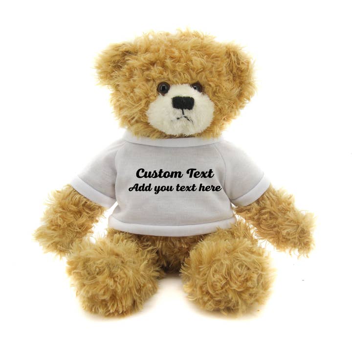 Customized Beige Brandon Bear with tee shirt, sitting, 11 for wholesale on Faire