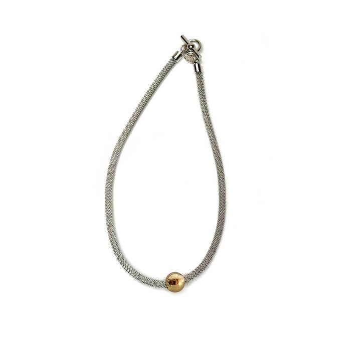 Erica Zap Designs – wholesale Beaded/pearl necklace – Thick Mesh Necklace with Floating Bead