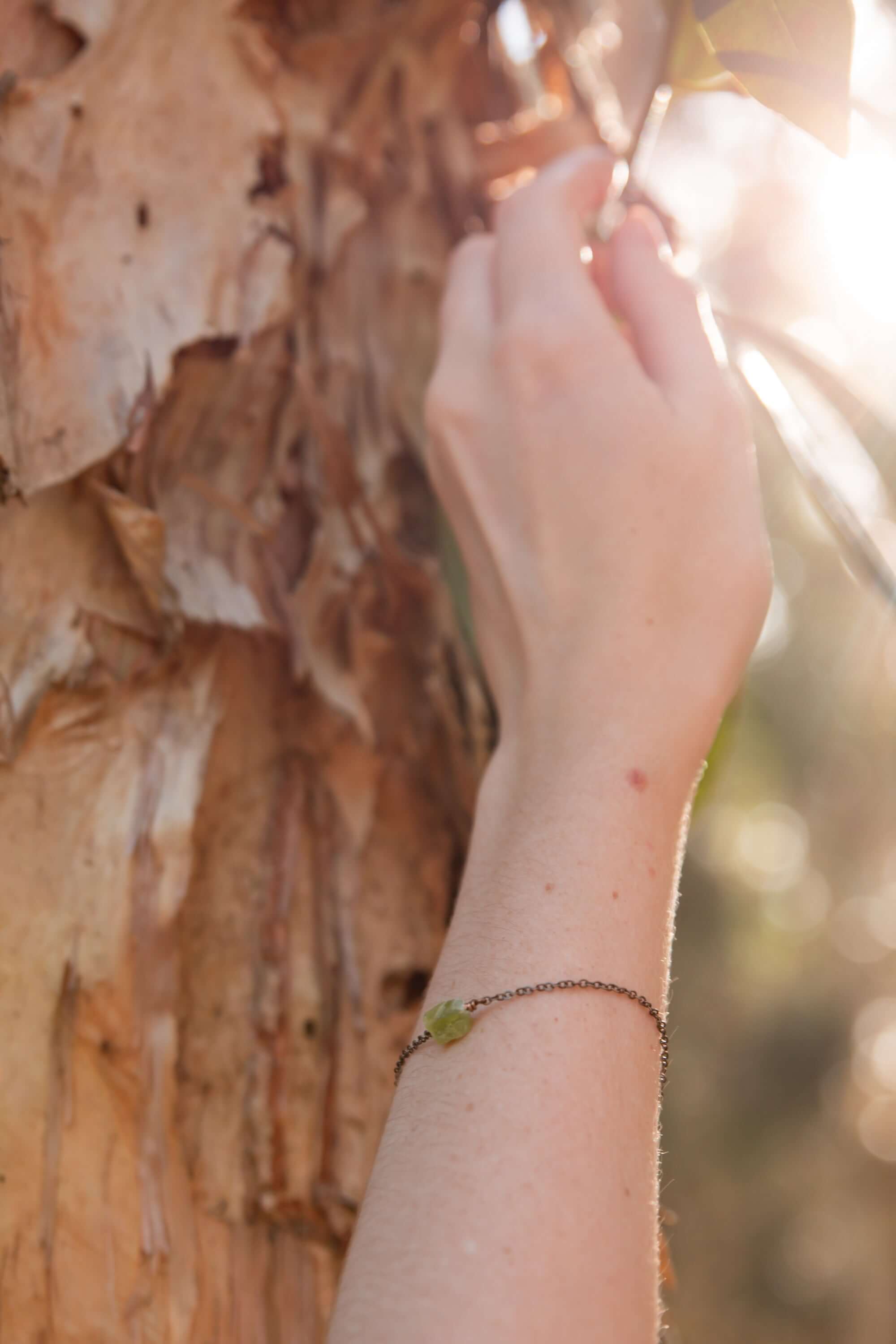 Luna Tide - Wholesale Charm/dangle bracelet - Raw Peridot Crystal Nugget Bracelet5