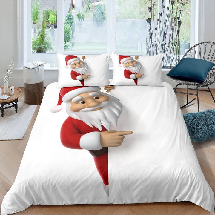 jul påslakan set med kuddar jultomten sovsal sängkläder täcke täcka julklapp 2 för wholesale av daintyduvet