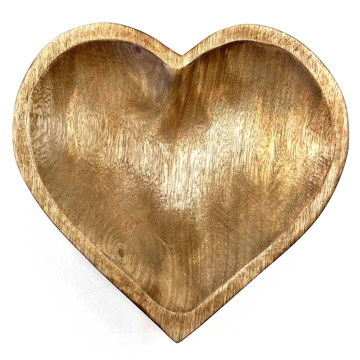 Jafsons International - Wholesale Jewelry Dish - Mango Wood Trinket Tray-Heart Plain